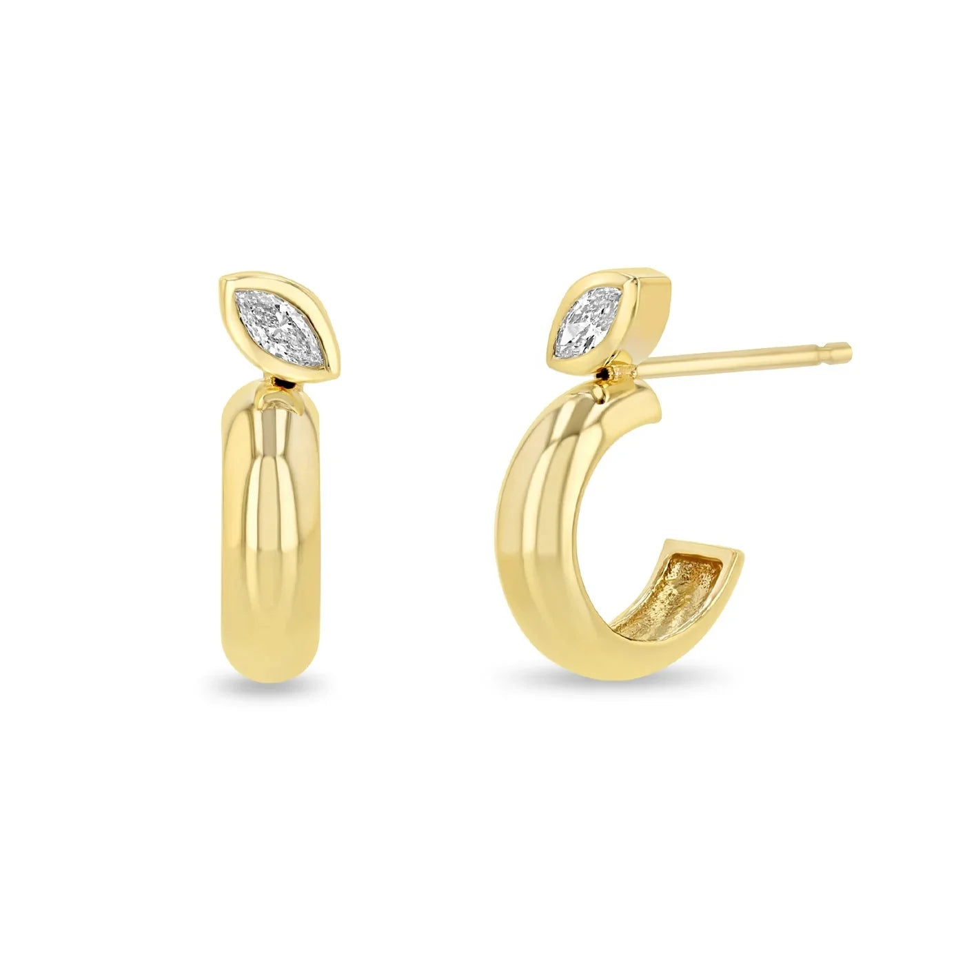 LOZRUNVE 925 Sterling Silver Bezel Marquise Dome Chunky Open C Hoop Fashion Earring Jewelry Manufacturer