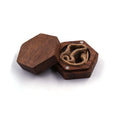 Customized Engraved Your Logo or Words Solid Wood Walnut Octagonal Handmade Wood Carved Jewelry Ring Box