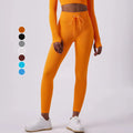 Custom Logo Seamless Women's High Waist Fitness Yoga Leggings Adjustable Rope European American Style Peach Hip Sports Pants