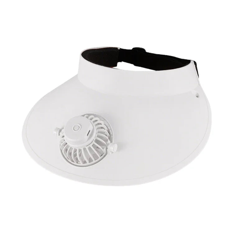 2026 Summer Gifts Visor Hat White Pink Color USB Rechargeable Sun Visor Cap with Fan for Women