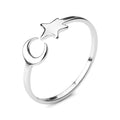 Simple Stainless Steel Moon and Star Rings