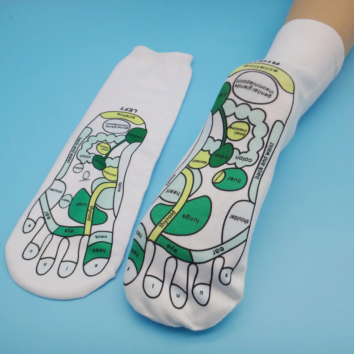 Wholesale Unique Print Reflexology Acupressure Charts Massage Socks Men Unisex Foot Massage Socks