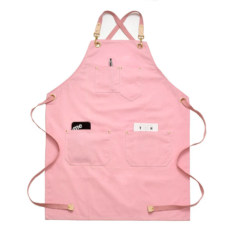 Summer Thin Net Red pink Nail Apron Female High-end Custom-made Florist Milk Tea Beauty Salon Work Clothes