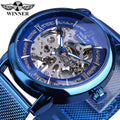 WINNER Gold Black Skeleton Watch for Men Luxury Mechanical Wristwatch Royal Design Retro Man Watches Luminous Clock Relogio