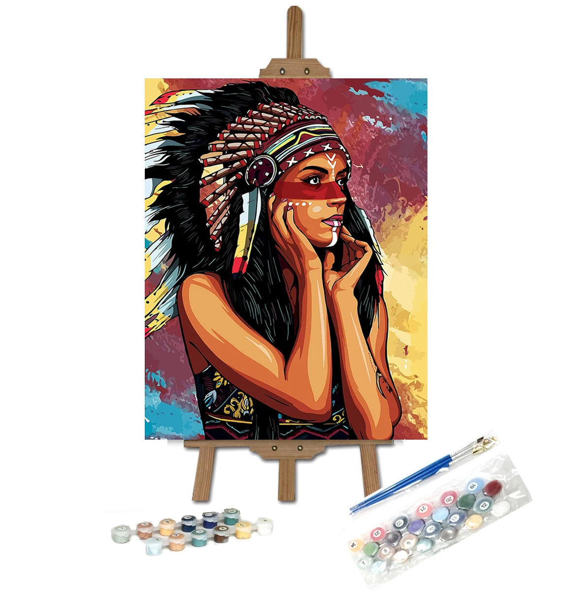 LS Wholesale DIY Digital Oil Painting Numbers Kit for Adults Adults Paint Indians Picture Beauty Wholesale Painting Portrait