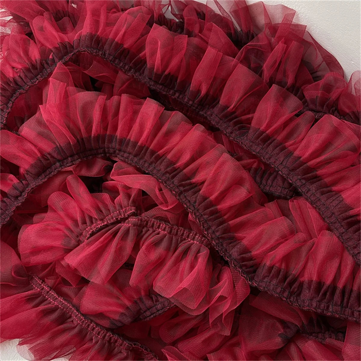 1M Ruffle Lace Trim Pleated Ribbon Cuff Wedding Dress Clothing Sewing Mesh DIY Craft Accessories