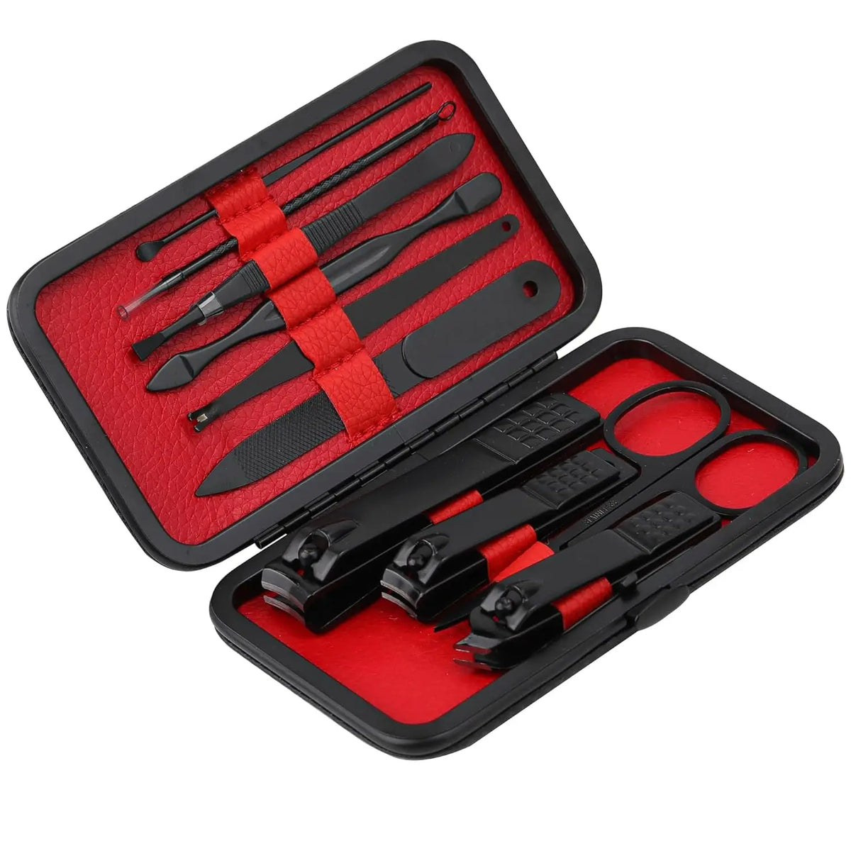 Custom Logo Professional Stainless Steel Red 270g Travel Case 10 in 1 Nail Care Tools Nail Clippers Kit MegaBDM