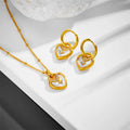 Nabest Stainless Steel Vintage Heart Shell Pendant Necklace Earring Jewelry Sets Gold Plated Chokers Hoop Earrings Kits