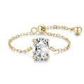 Hot Wholesale Gold Plated CZ Stone Rings Jewelry Geometric Zircon Oval Cut Adjustable Chain Rings 925 Sterling Silver
