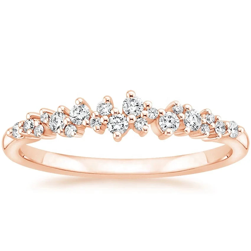 Free Shipping Beautiful Moissanite Diamond Rings Custom 14K Moissanite Engagement Rose Gold Band Ring