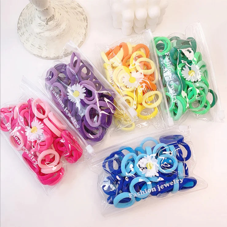 Cute Simple Summer Color Mix Soft Elastic Eco-Friendly Nylon/Polyester Adjustable Hair Bands 50 Pieces Per Pack Seamless for MegaBDM