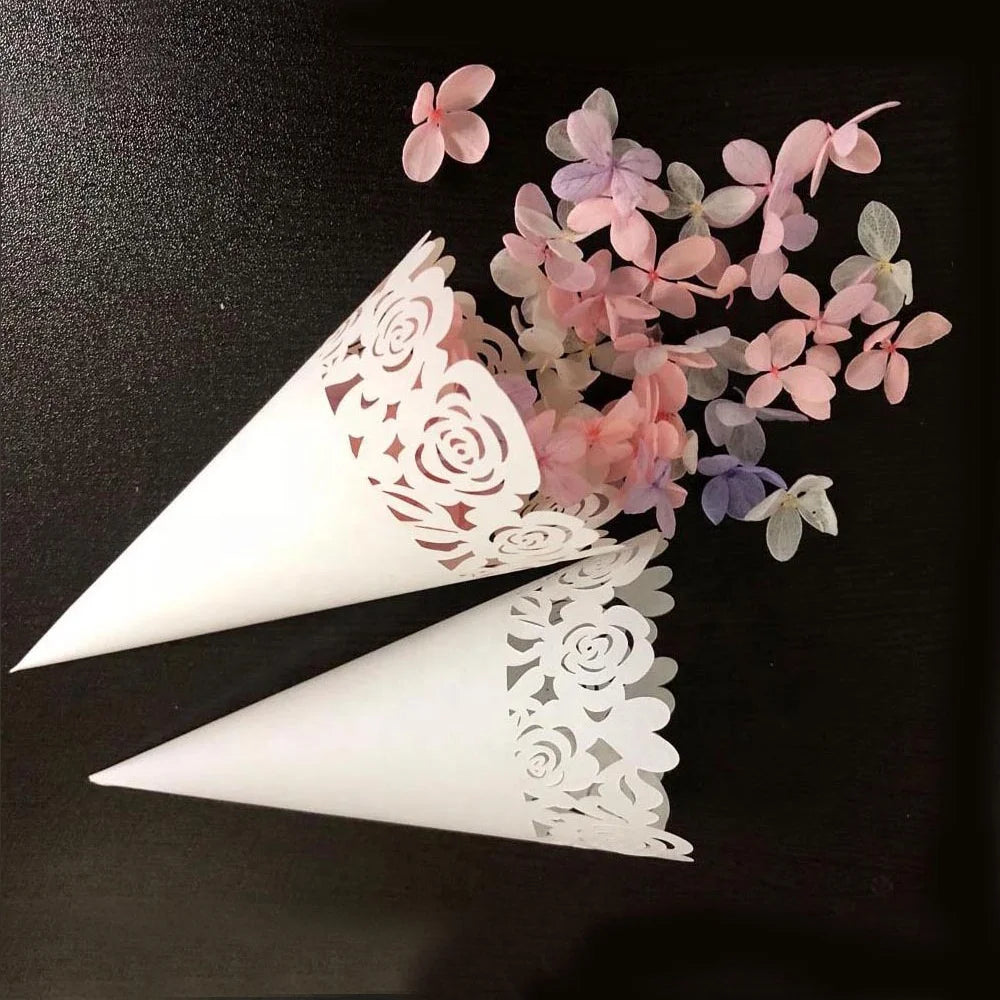 Wedding Rose Confetti Cones Holder Support for Party Decoration Paper Wedding Tray Confetti Cone Wedding Paper Cones