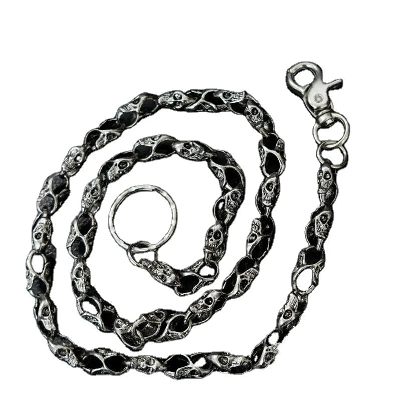 Stainless Steel Waterproof Carabiner Waist Band Keychain Metal Skeleton Bike Shape Retro Hip Hop Gothic Punk Motorcycle Chain
