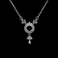 Sterling Silver 6*6mm Semi Mount Necklace Empty Support Blank Claw Setting S925 Base Holder Without Center Stone for DIY Inlay
