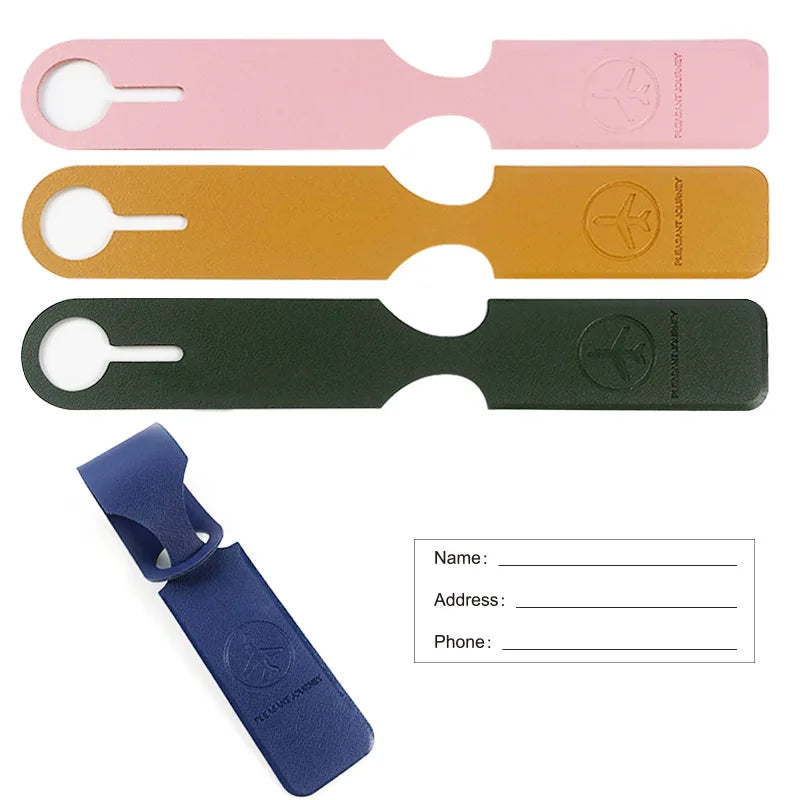 Multi-Colors PU Luggage Tag for Travel Business Trip Faux Leather Suspension Suitcase Tags for Bags Can Custom Logo