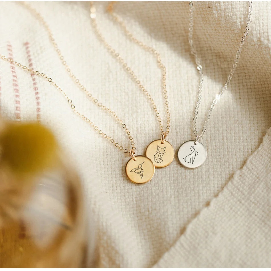 Stainless Steel 13MM Round Pendant Animal Patterns Custom  Necklace