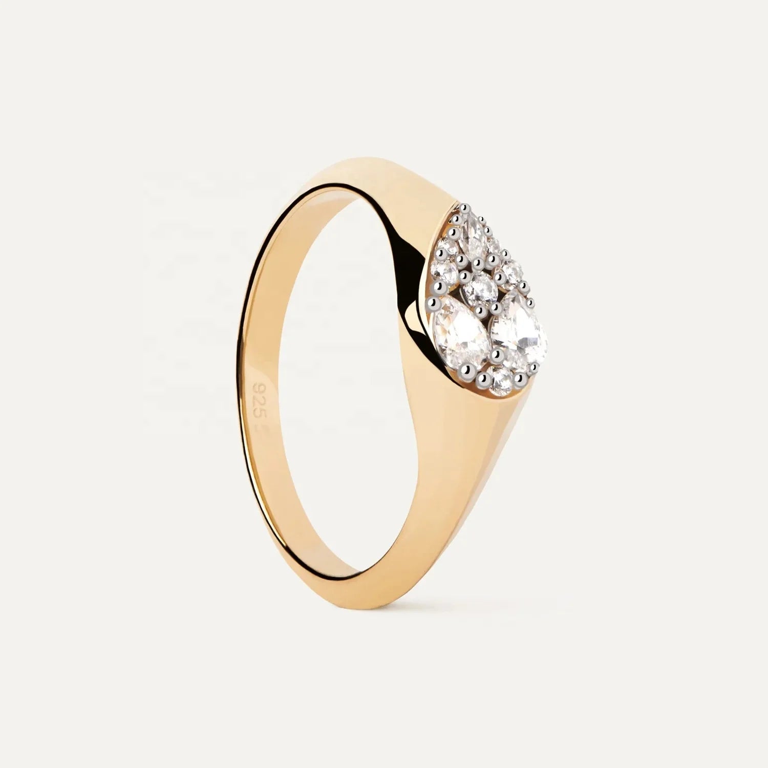LOZRUNVE 925 Silver Luxury Unique Pear Signet Fashion Jewelry Rings Women