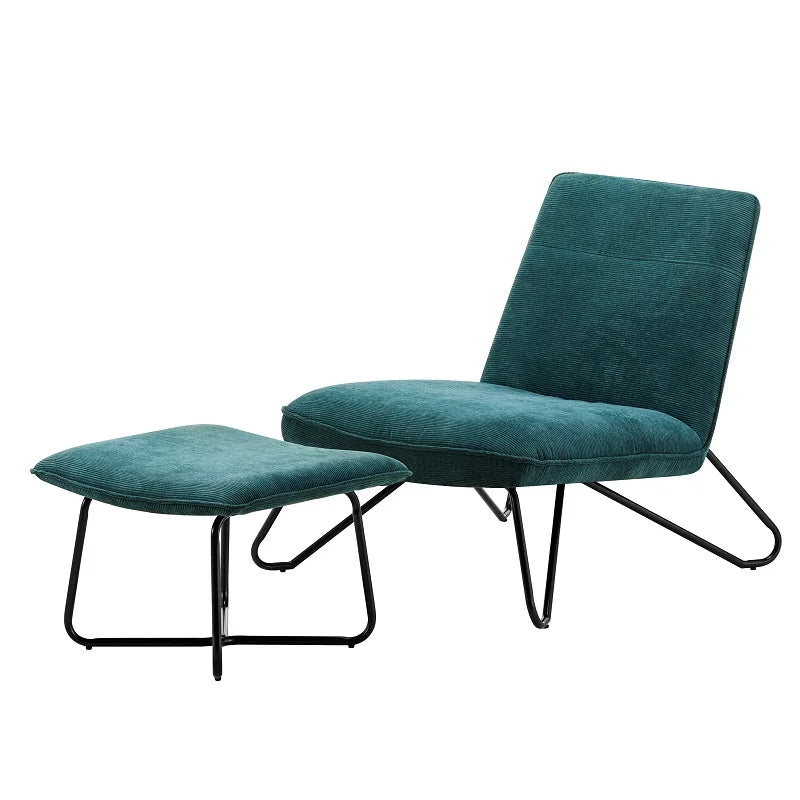 New Arrival Armless Accent Chair 5 Positions Slipper Adjustable Backrest Chair With Ottoman