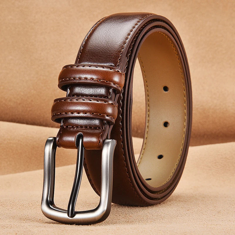 Hot Selling Men's Formal Solid Genuine Leather Belt Casual Pin Buckle Belt for Business