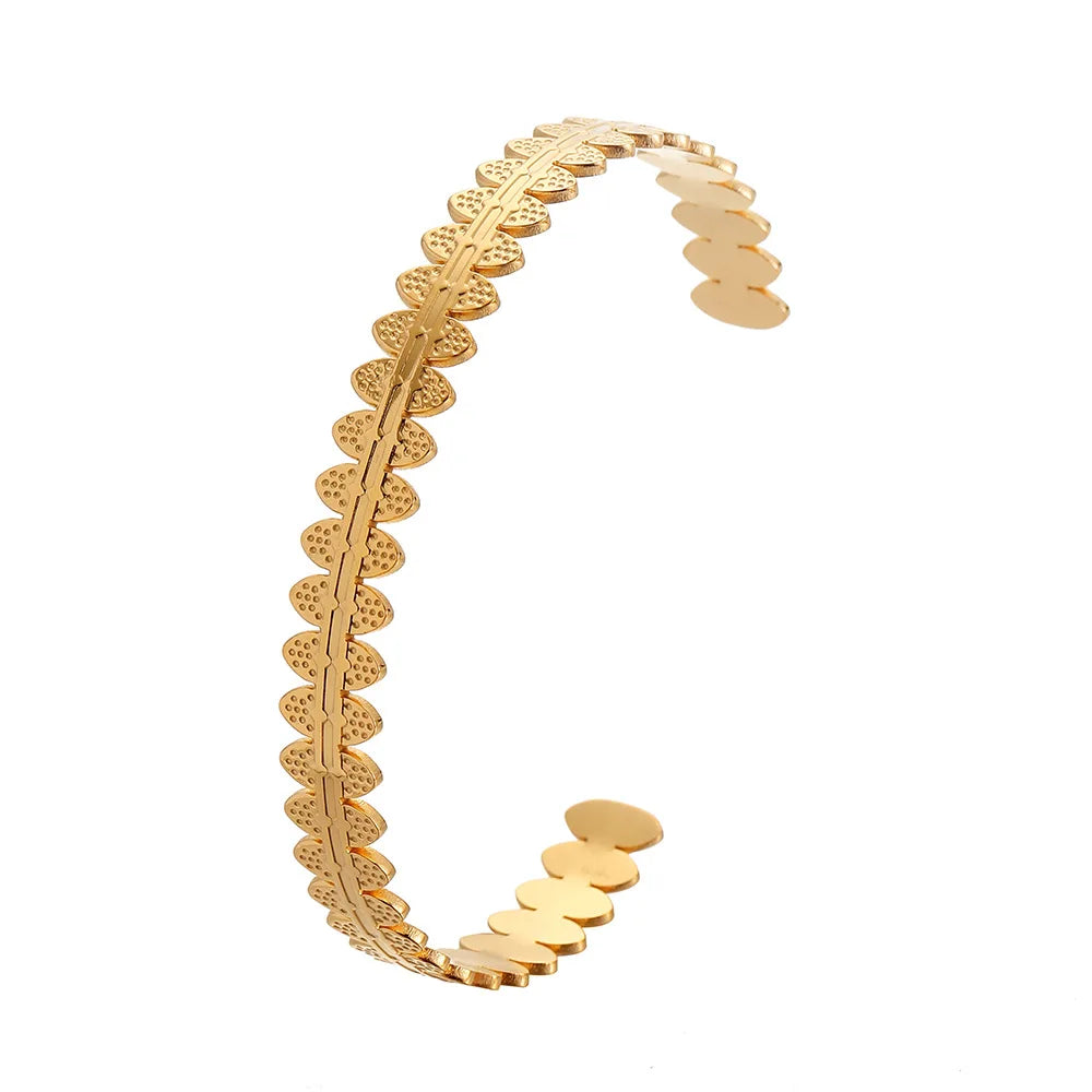 DUYIZHAO Oval Lumpy Round Dimple Bracelet INS Stainless Steel Bracelet Jewelry Personality Opening Adjustable Accessories