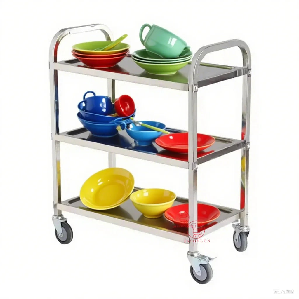 Commercial Utility Rolling Cart Food Bottles Serving Storage Cart with Locking Wheels for Restaurant Catering Hotel Home