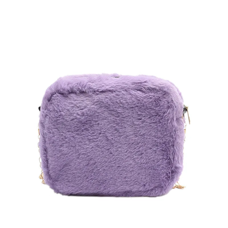 Simple Design Women Soft Plush Shoulder Bags Winter Furry Ladies Clutch Purse Handbag Fashion Female Underarm Bag 2023 Kids