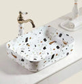 New Design Nordic Style Terrazzo Art Basin Ceramic Marble Bathroom Sink  Rectangular Above Counter Basin