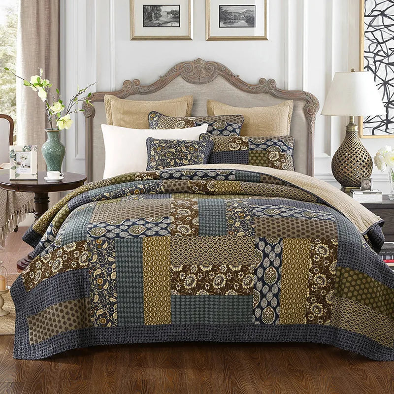 Wholesale 100% Cotton Sheet Bedding Set Patchwork Handmade Luxury Hotel Bedding Bedspread Quilt Set