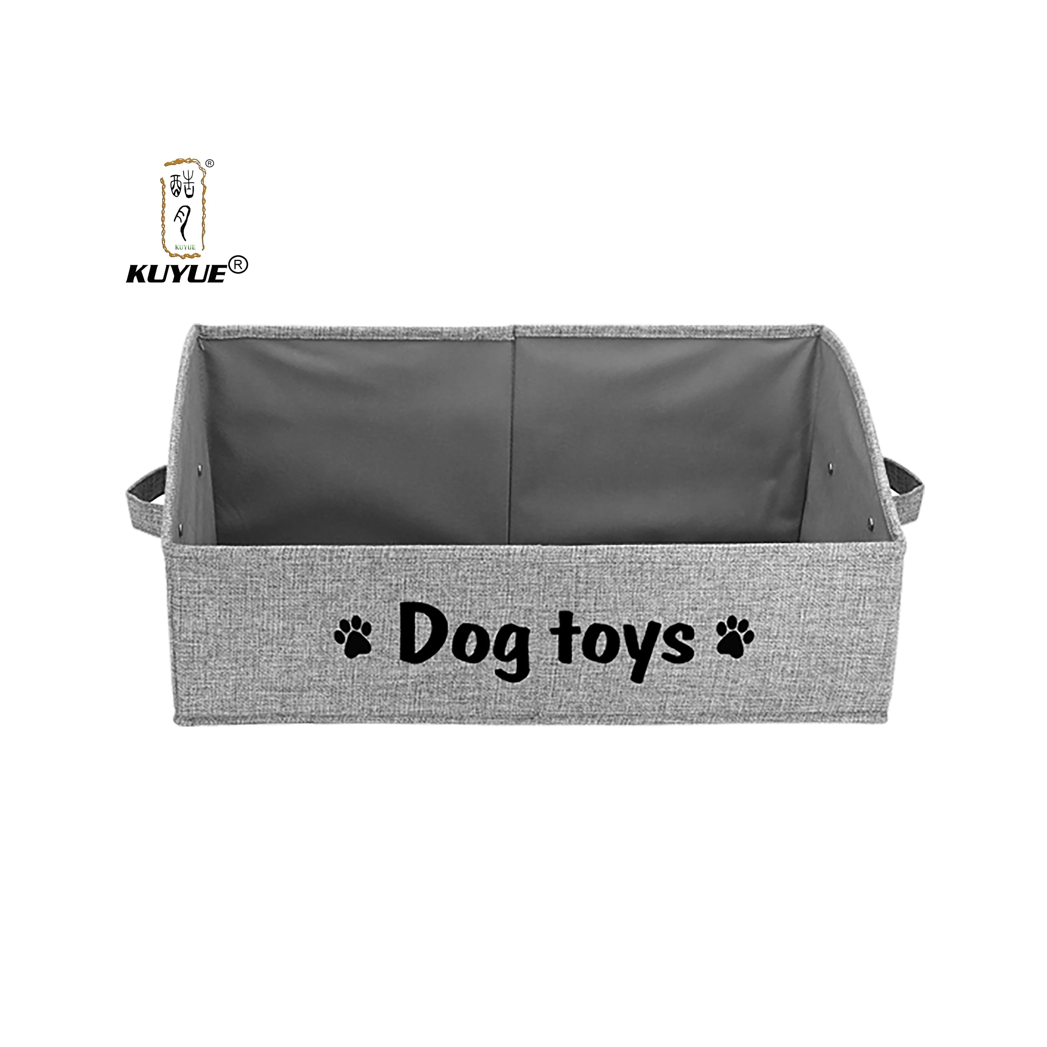KUYUE Large Dog Toy Storage Basket with Cute Accessible Handles Sturdy Collapsible Design Functional Foldable Organization Bin