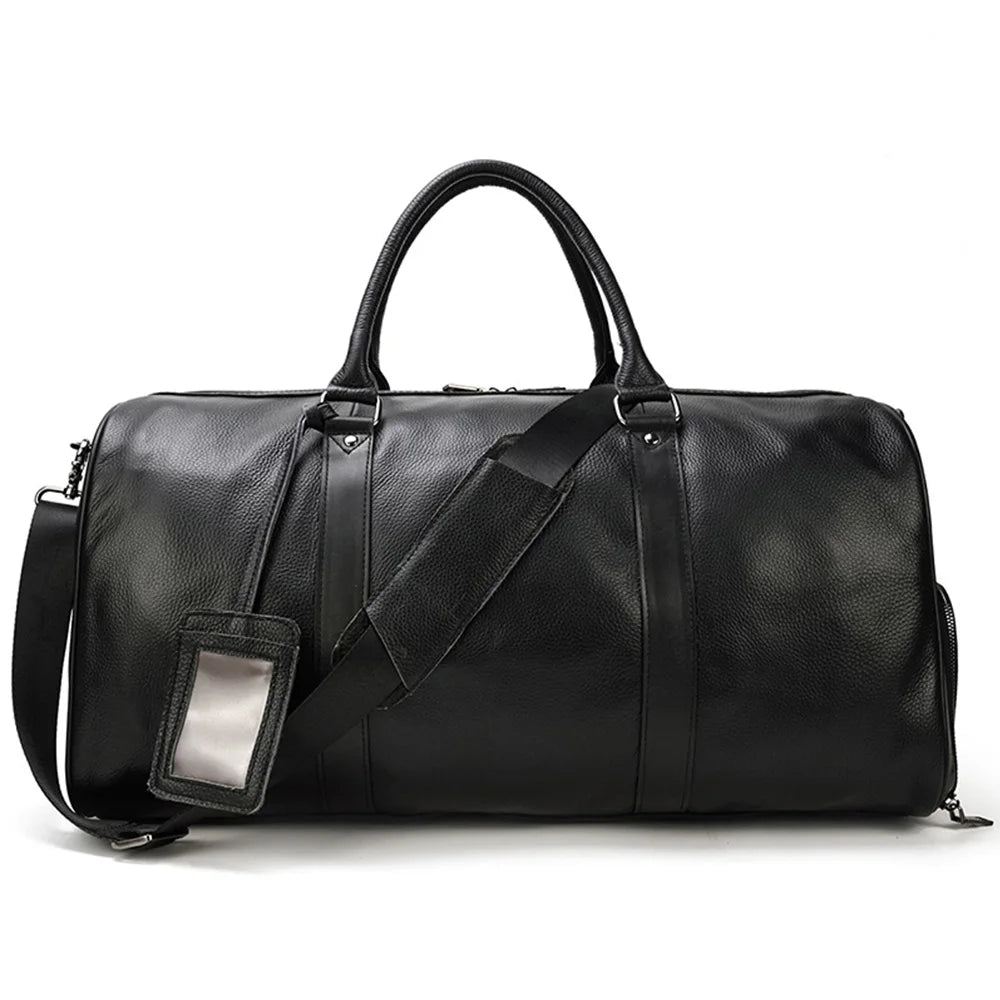RTS Large Capacity Vintage Genuine Leather Duffel Handbag Multifunctional Strong Waterproof Durable Luxury Zipper Travel