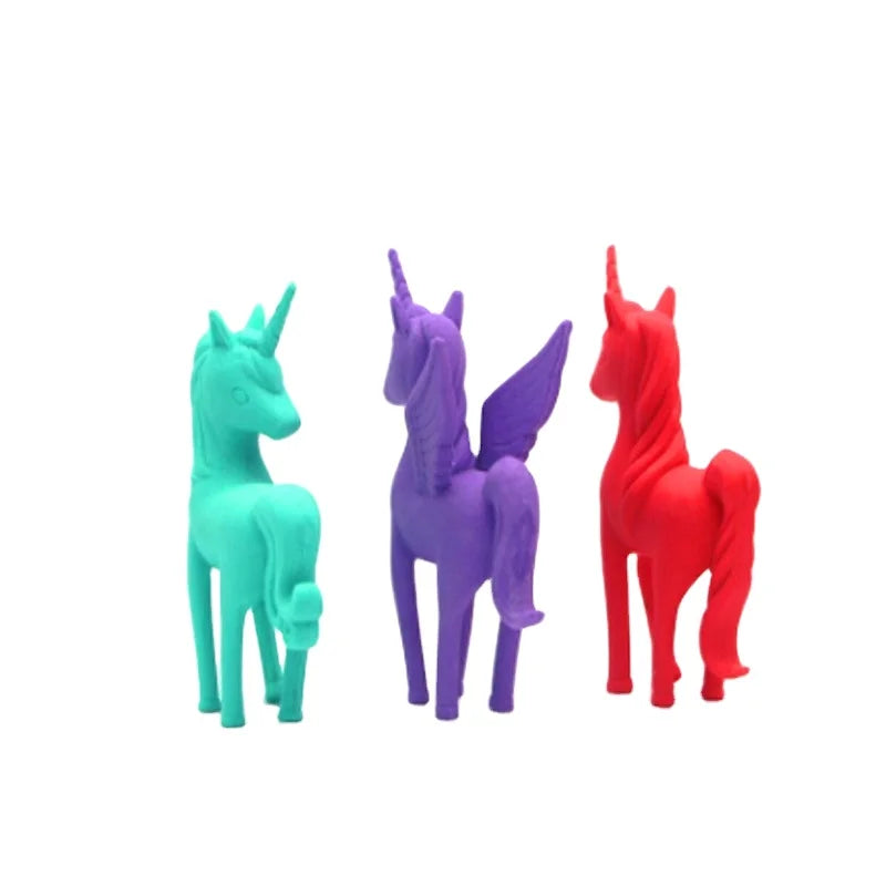 Soododo Pencil Eraser Shaped Rubber 3D Animal Unicorn Promotional Eraser School Stationery Supplier Kids Promotional Gift