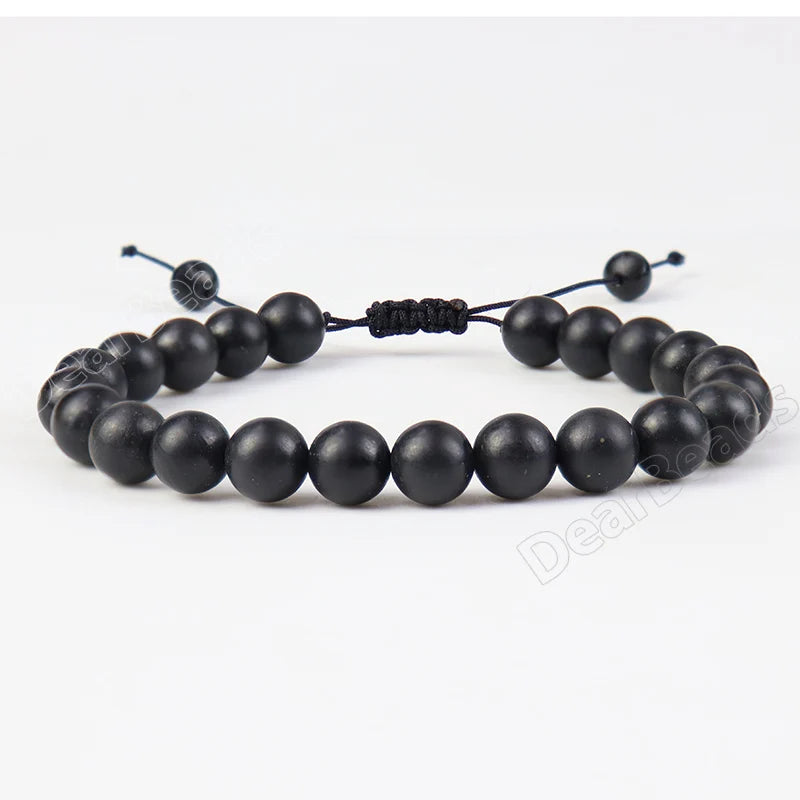High Quality Natural 8MM Round Russian Shungite Adjustable Beads Bracelet Durable Stretch Cord Bracelets for Women Gift