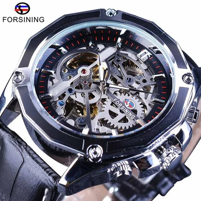 Forsining Custom Logo Waterproof Stainless Steel Wristwatches Fashion Hollow Out Automatic Watches Men Mechanical Watch Gold
