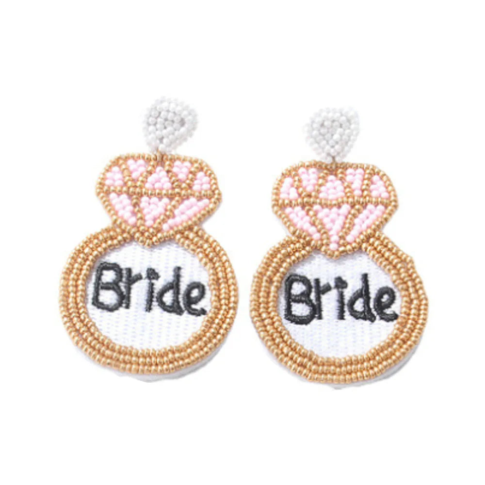Boho Bohemian Bridal Wedding Day Glass Rice Seed Beads Beaded Bride Embroidery Drop Earring Jewelry Earrings Wholesale