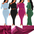 Women's Elegant Casual Crop Top Skirt Spring Fall New Arrivals Two Piece Skirts Sets Ruched Diamond Accents Lace Plain Dyed