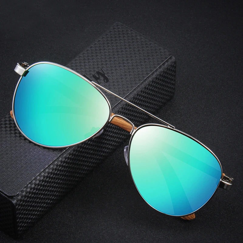 2024 Sunway Custom Designer Logo Eyewear Polarized Mens Sunglasses with Wooden Grain Color Buffalo Horn and Sun Glasses