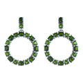 Factory Wholesale Rhodium Plated 925 Sterling Silver Natural Diopside Drop Earrings for Women Gift Party Wear
