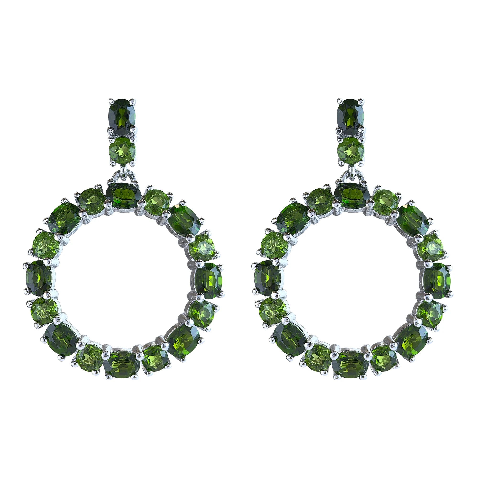 Factory Wholesale Rhodium Plated 925 Sterling Silver Natural Diopside Drop Earrings for Women Gift Party Wear