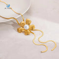 SUMMLY Vintage Wholesale Personalized Creative Flower Shape Tassel Necklace 18K Gold Plated Stainless Steel Jewelry Manufacturer