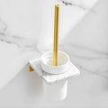 HONGDEC Marble Toilet Brushed Gold Holder Bathroom Accessories Set