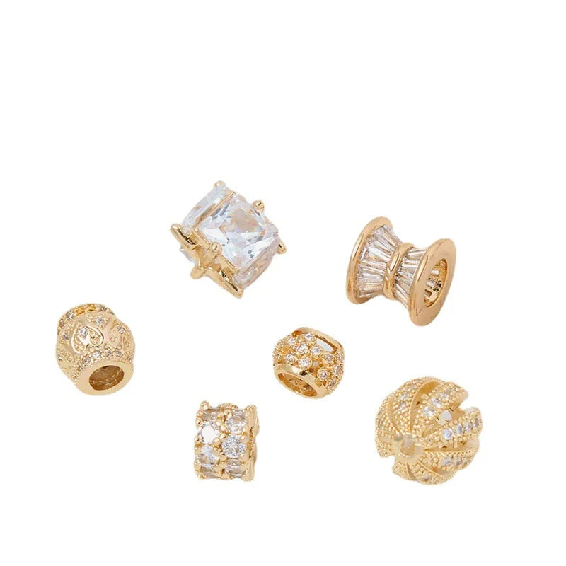 Personalized 18k Gold Plated Zircon Spacer Beads Gemstone Beads for Jewelry Making