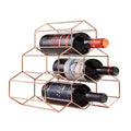 Wholesale Honghe Tabletop Stand Small Modern 6 Bottle Display Table Metal Wine Rack Gold Iron Wine Bottle Holder Stable Durable
