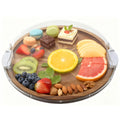 Bamboo Cheese Board and Appetizer Tray Travel Charcuterie Boards with Clear Lids Food Platter Cheese Divided Serving Tray Set