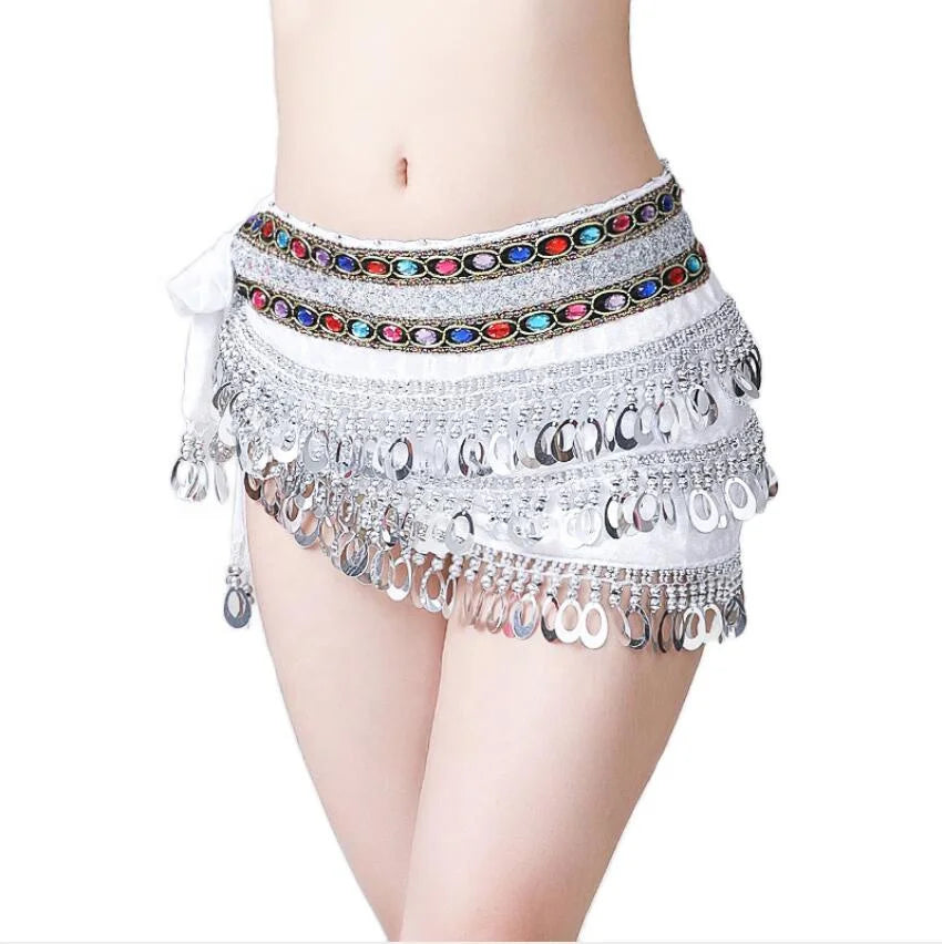 3 Layer Hollow Sequin Velvet Hip Scarf Belly Dance Performance Wear Wrap Hip Scarf