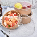 China Double Wall Round Dessert Recyclable Custom Kraft Paper Pe Coating Salad Paper Bowl with Lid for Take Way