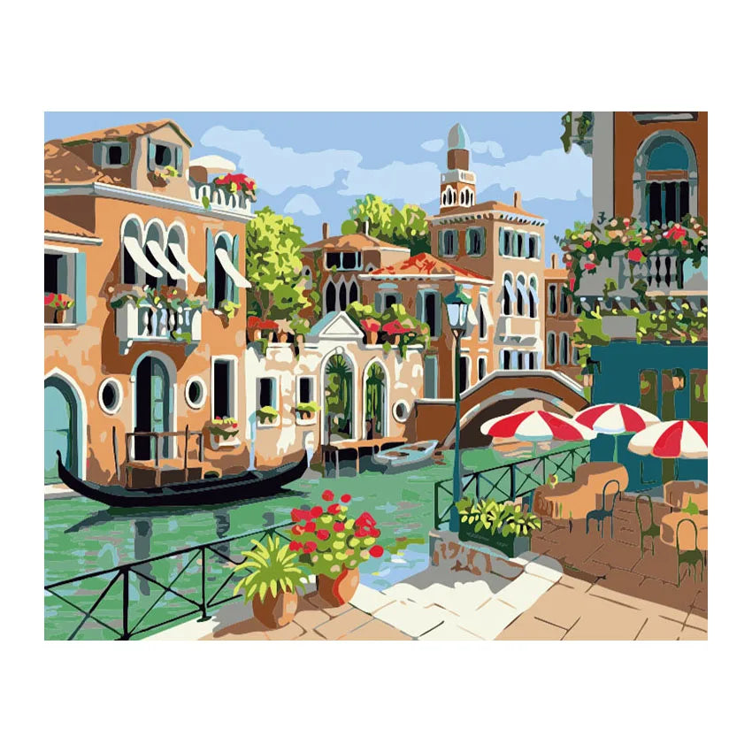 Painting by Number Venice Town Pictures Canvas DIY Oil Paint by Numbers Decoration Gift for Living Room Wall Art Home Decor