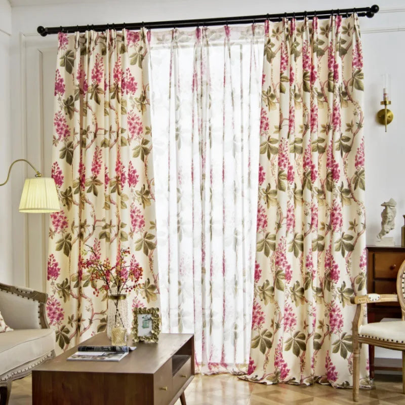 Factory Customized Light Luxury American Pastoral Blackout Printed Curtains for Bedroom and Living Room Design