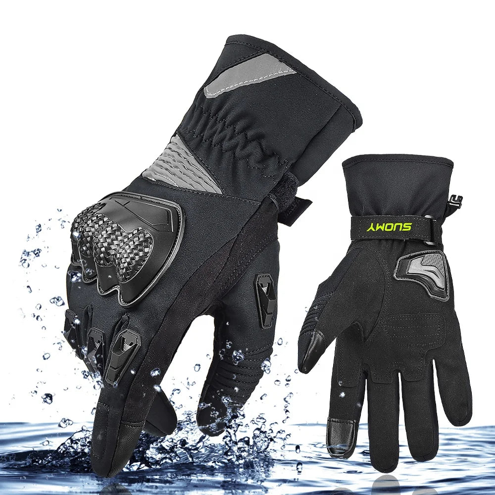 SUOMY 100% Waterproof Motorcycle Gloves Winter Warm Moto Protective Gloves Touch Screen Gant Moto Guantes Motorbike Riding Glove
