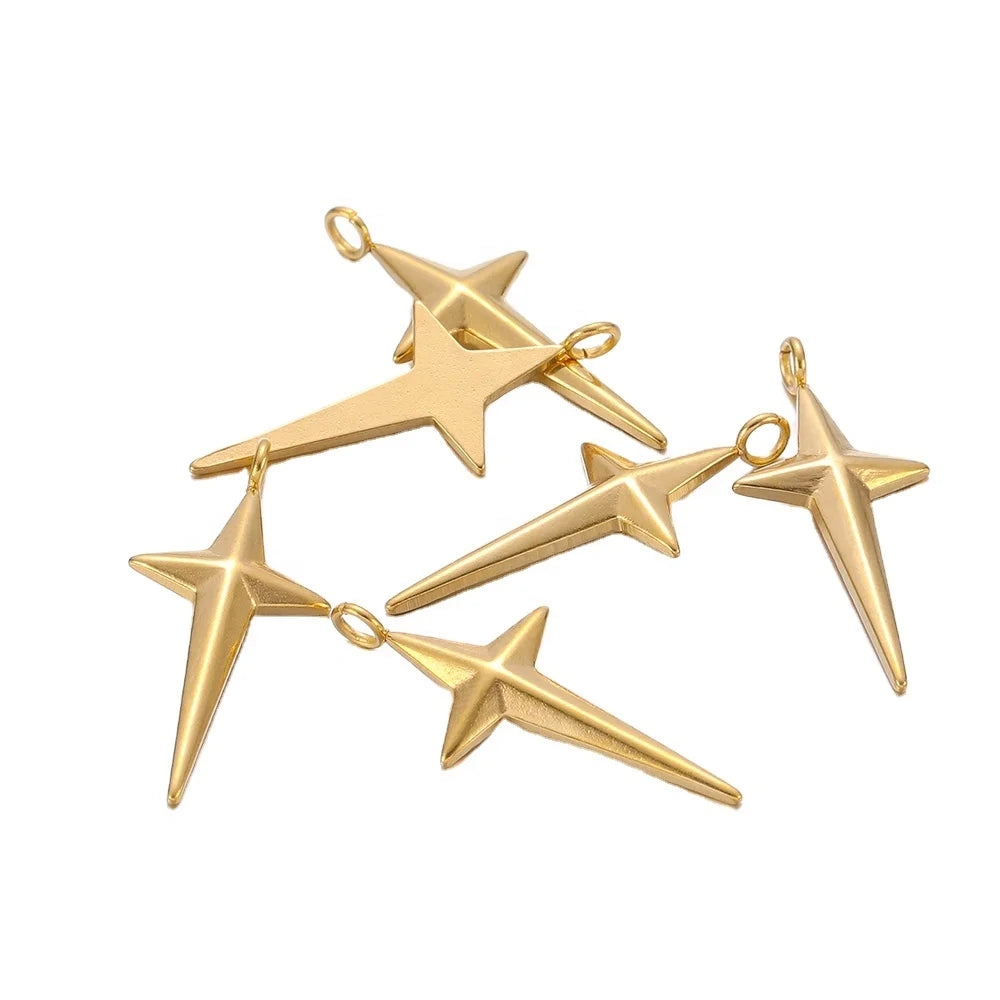 Stainless Steel Star Cross Charms Hoop Earrings Charm DIY Jewelry Pendants Making Findings Accessories Bracelet Supplies