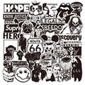 100Pcs Gothic Black White Waterproof Graffiti Stickers for Notebook Scooter Goth Vinyl Sticker
